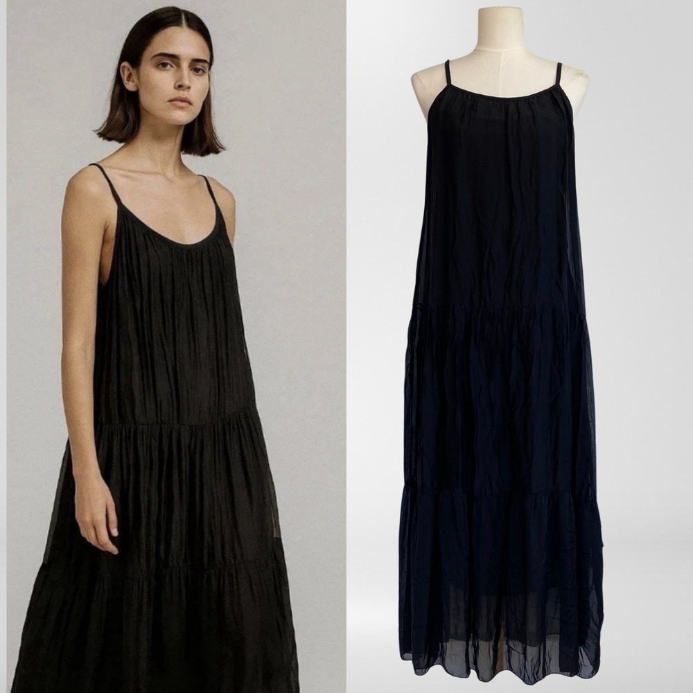 Bellambra Women Silk Blend Tiered Maxi Dress Size S Made in Italy Resort Coastal
